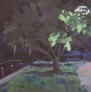 Riverfront Oak - Nocturne, 20" x 20", acrylic on canvas