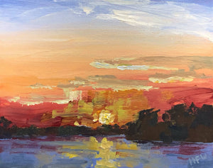 Guste Island Sunset, 8" x 10", acrylic on canvas