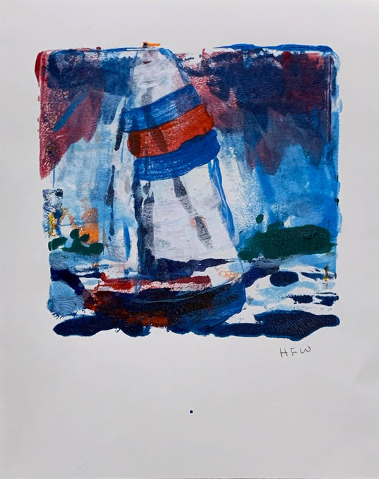 Sailing Under Spinnaker - monoprint