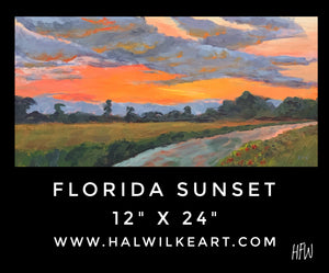 Florida Sunset, 12" x 24", acrylic on panel