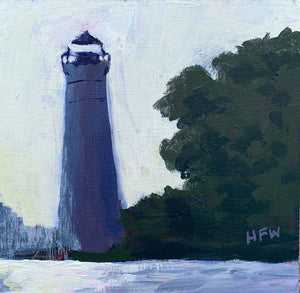 Madisonville Lighthouse, 6" x 6", acrylic on panel