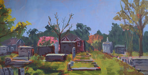 Covington Cemetery, 6" x 12", acrylic on canvas