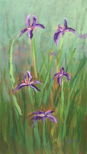Louisiana Irises, 9" x 15", acrylic on panel