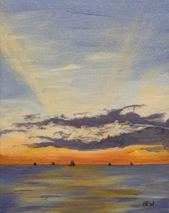 Lake Pontchartrain Sunset, 8" x 10", acrylic on canvas