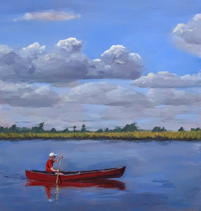 Canoeing on the Pearl, 16" x 16", acrylic on canvas