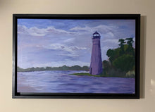 Load image into Gallery viewer, Madisonville Lighthouse - Evening, 15&quot; x 24&quot;, acrylic on cradled board