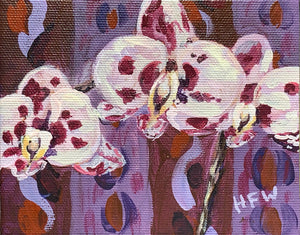 Orchids, 4" x 5", acrylic on canvas
