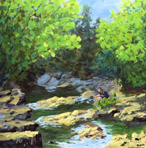 Pausing by the Creek, 16" x 16, acrylic on canvas