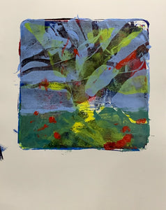 Oak Tree with Blue Sky - Monoprint